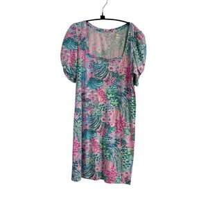 Lilly Pulitzer Hayden Short Sleeved Dress (Multi Banana Split) (NWT) (Size: L)
